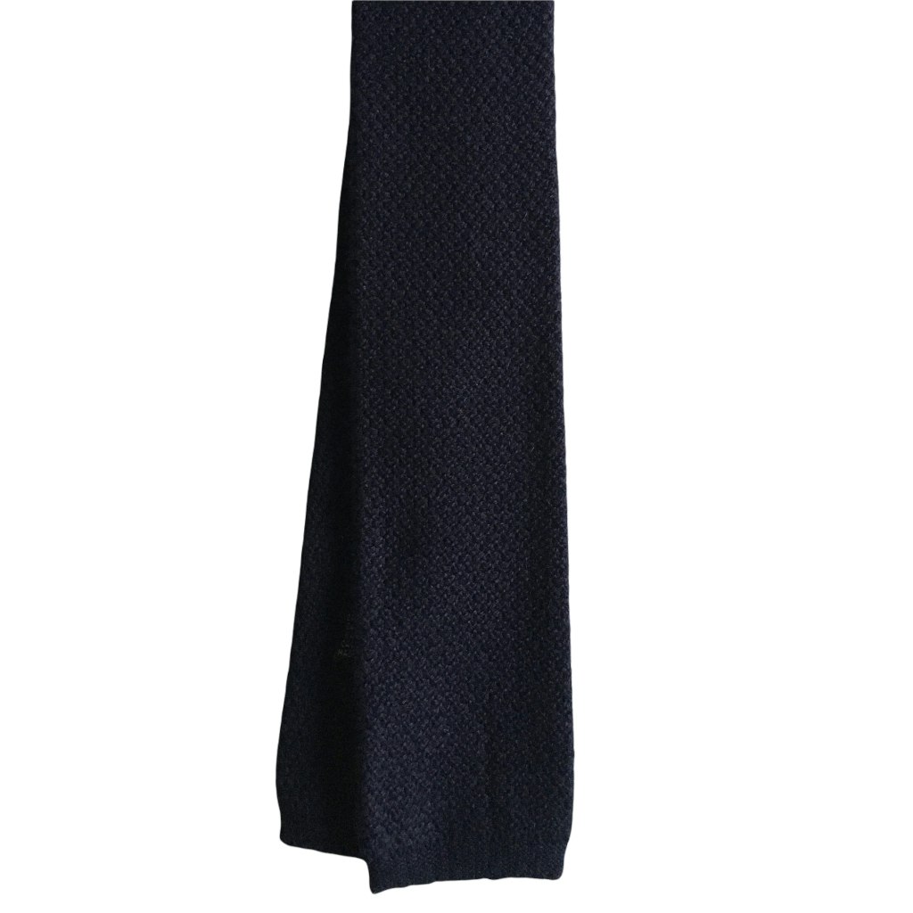 Solid Knitted Cashmere Tie - Navy Blue