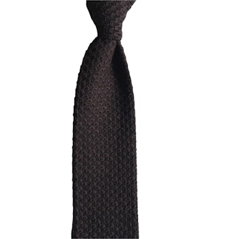 Solid Knitted Wool Tie - Dark Brown