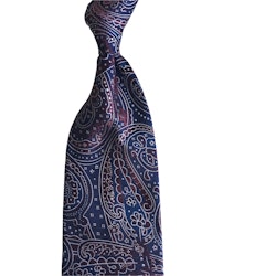 Paisley Silk Tie - Untipped - Navy Blue/Burgundy/Grey