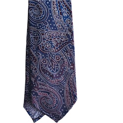 Paisley Silk Tie - Untipped - Navy Blue/Burgundy/Grey