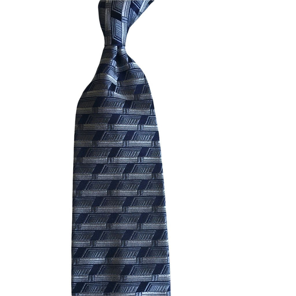 Art Deco Silk Tie - Untipped - Grey/Black