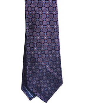 Floral Silk Tie - Untipped - Cerise/Navy Blue/Light Blue