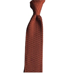 Solid Knitted Silk Tie - Rust Orange