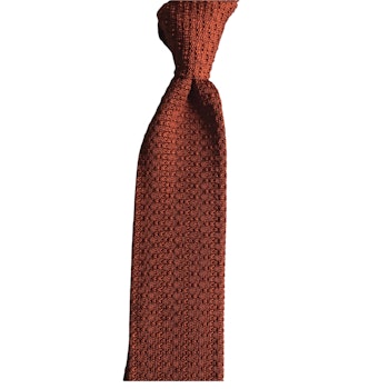 Solid Knitted Silk Tie - Rust Orange