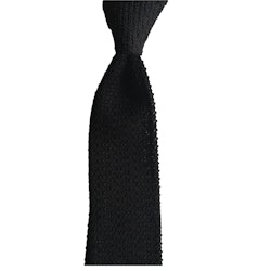 Solid Knitted Silk Tie - Black