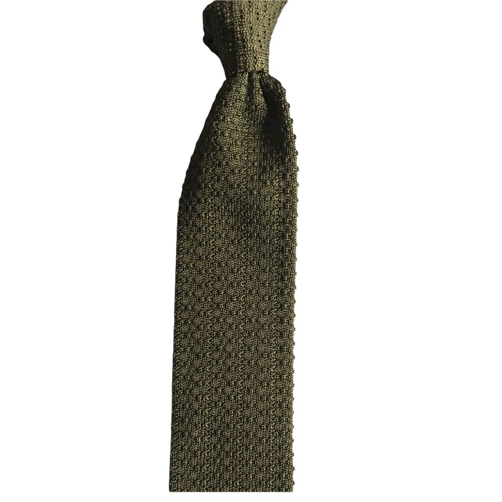 Solid Knitted Silk Tie - Olive Green