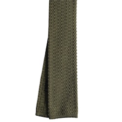 Solid Knitted Silk Tie - Olive Green