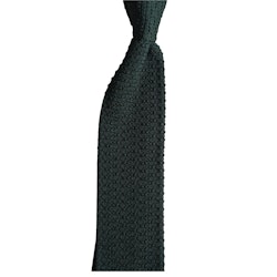 Solid Knitted Silk Tie - Dark Green