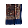 Motif Printed Wool/Silk Scarf - Navy Blue