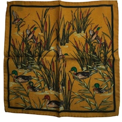 Ducks and Reed Wool Pocket Square - Mustard Yellow