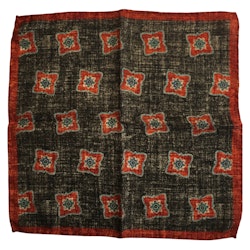 Large Medallion Wool Pocket Square - Brown
