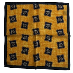 Large Medallion Wool Pocket Square - Yellow