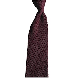 Diamond Solid Knitted Silk Tie - Burgundy