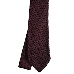 Diamond Solid Knitted Silk Tie - Burgundy