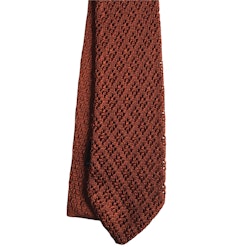 Diamond Solid Knitted Silk Tie - Rust Orange