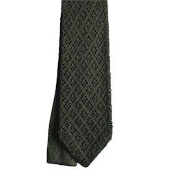 Diamond Solid Knitted Silk Tie - Olive Green