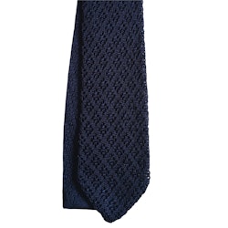 Diamond Solid Knitted Silk Tie - Navy Blue