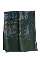 Serenity Motif Printed Wool/Silk Scarf - Green