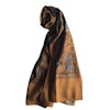 Serenity Motif Printed Wool/Silk Scarf - Mustard/Beige