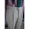 Solid Linen Trousers - High Waist - Beige