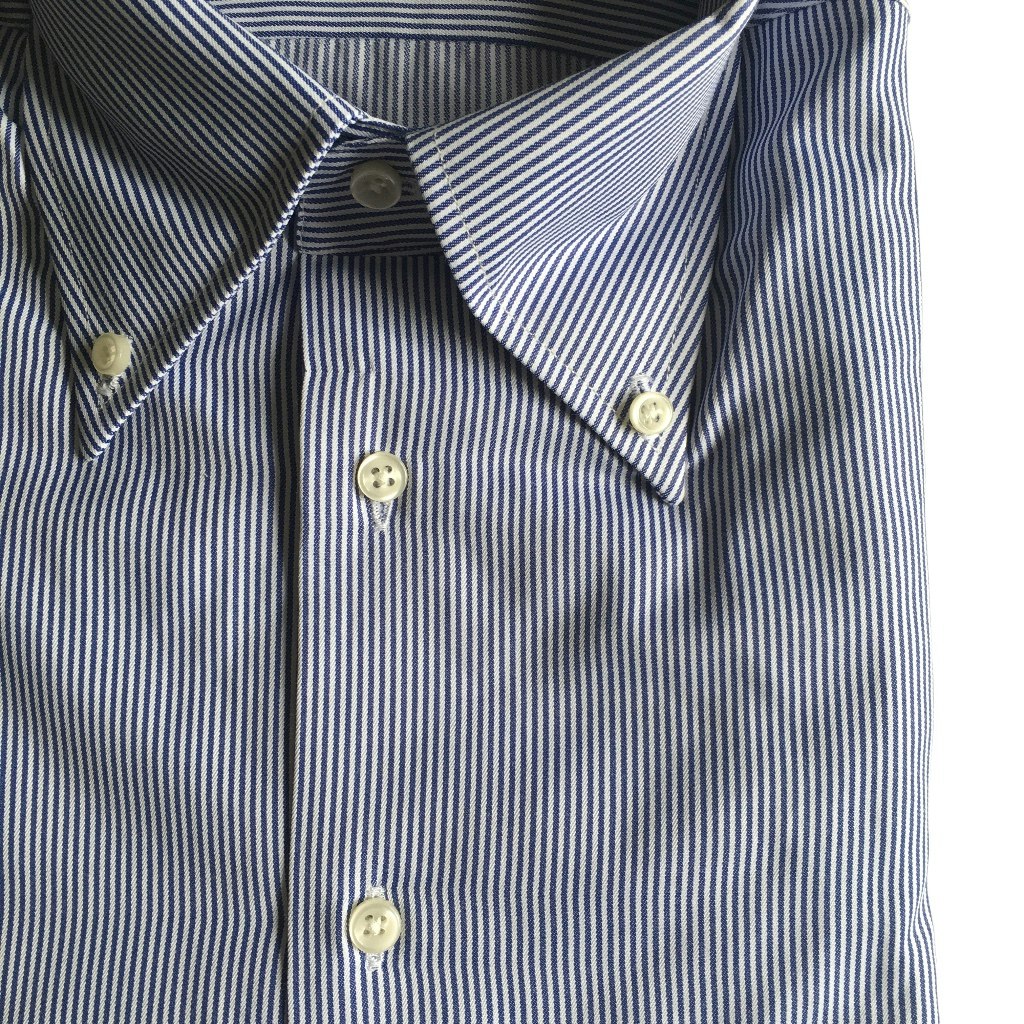 Bengal Stripe Twill Shirt - Button Down - Navy Blue/White