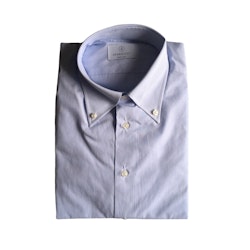 Smårandig Poplinskjorta - Button Down - Ljusblå/Vit