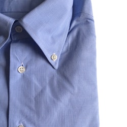 Micro Poplin Shirt - Button Down - Light Blue/White