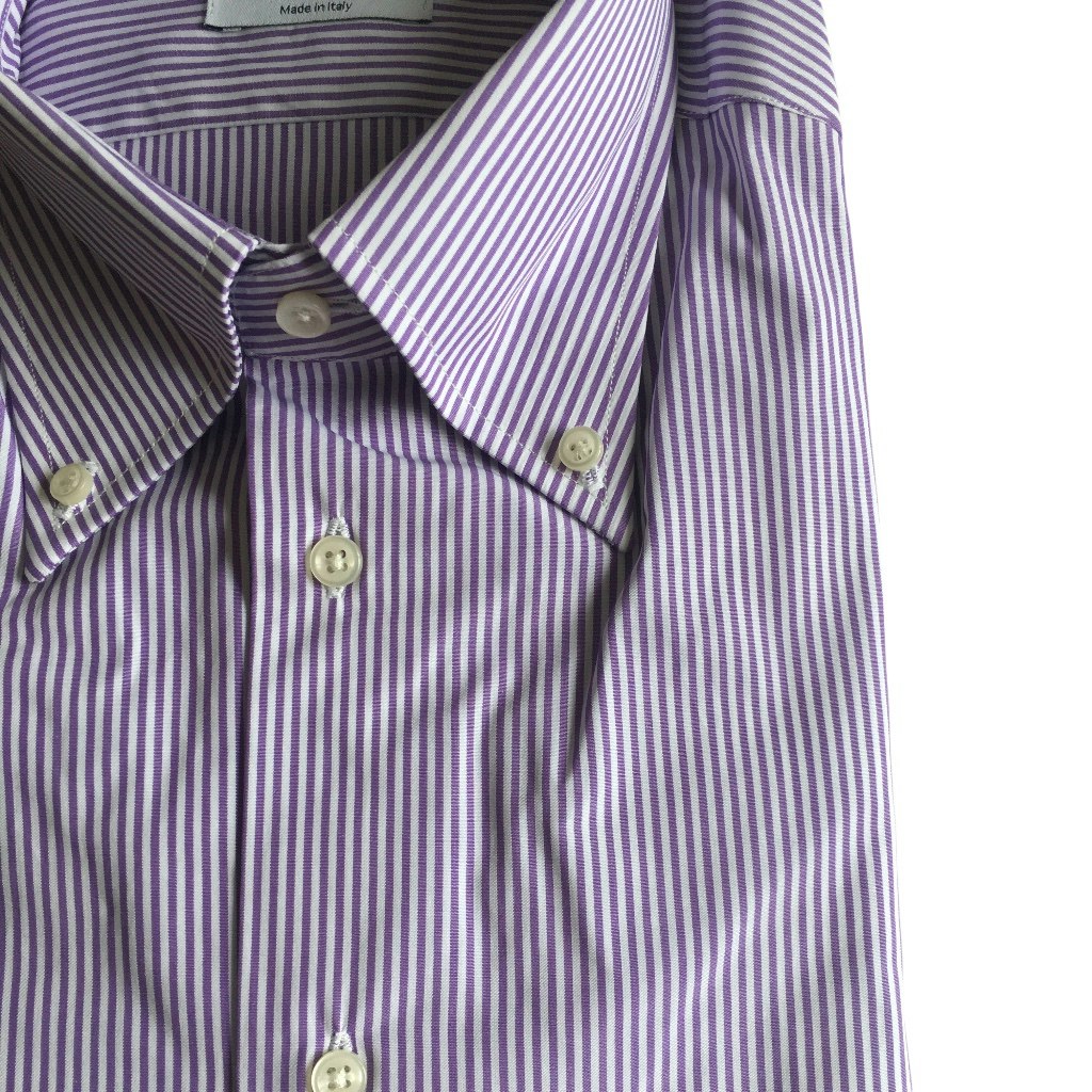 Bengal Stripe Poplin Shirt - Button Down - Purple/White