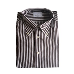 Bengal Stripe Poplin Shirt - Button Down - Brown/White