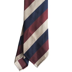 Regimental Rep Silk Tie - Untipped - Burgundy/Navy Blue/Cream