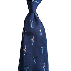 Golfer Jacquard Silk Tie - Navy Blue