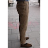 Solid Cotton Trousers - High Waist - Light Brown