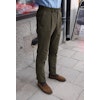 Solid Cotton Trousers - High Waist - Olive Green