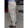 Solid Drawstring Linen/Cotton Trousers - High Waist - Light Beige