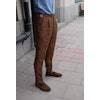 Solid Linen Trousers - High Waist - Mid Brown