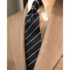 Slobby Striped Silk Grenadine Tie - Untipped - Navy Blue/White