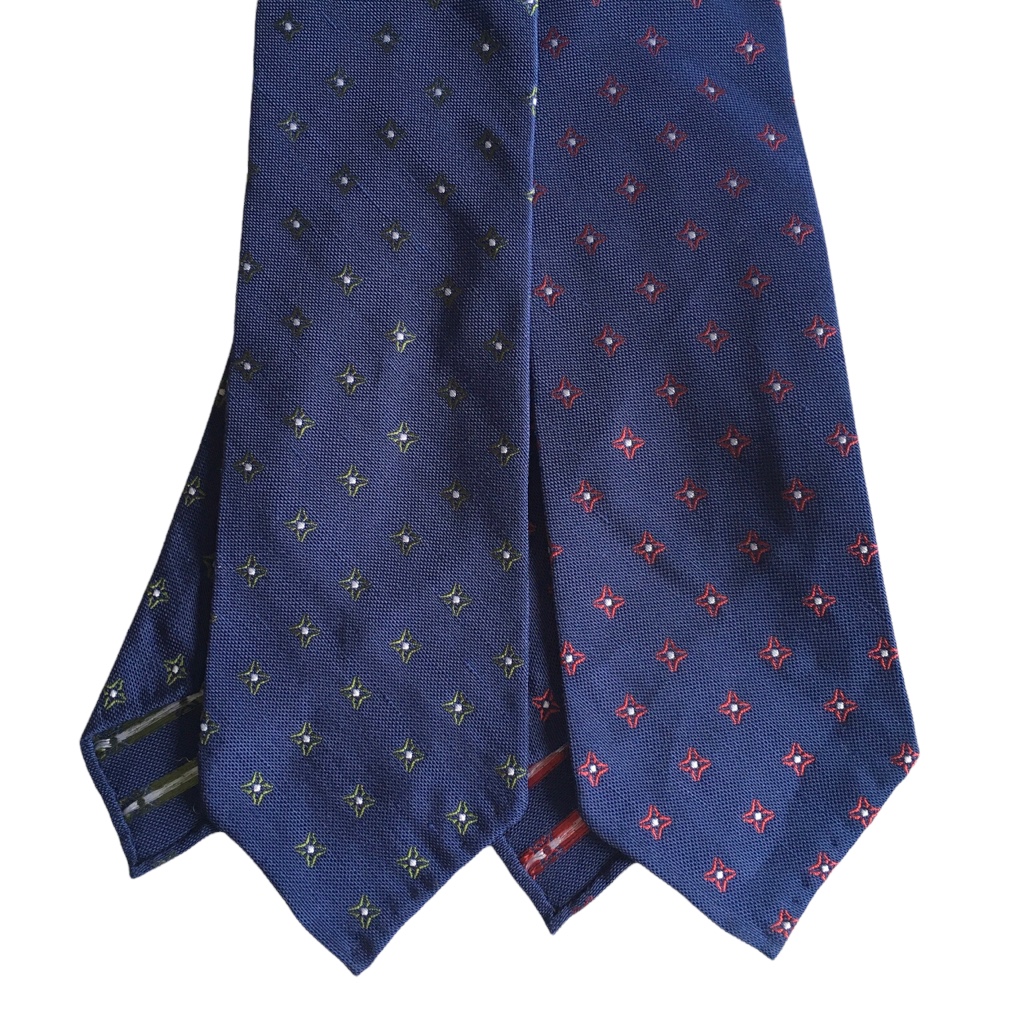 Floral Linen/Silk Tie - Untipped - Navy Blue/Cerise