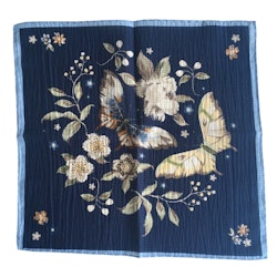 Farfalla Seersucker Cotton/Silk Pocket Square - Navy Blue/Light Blue