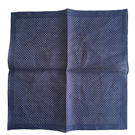 Pindot Linen Pocket Square - Navy Blue/White