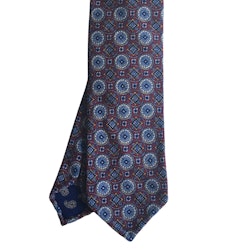 Medallion Printed Wool Tie - Untipped - Burgundy/Blue