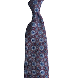 Medallion Printed Wool Tie - Untipped - Burgundy/Blue