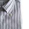 Pinstripe Linen Shirt - Button Down - White/Olive Green