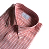 Smalrandig linneskjorta - Button Down - Korall/Vit