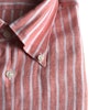 Pinstripe Linen Shirt - Button Down - Coral/White