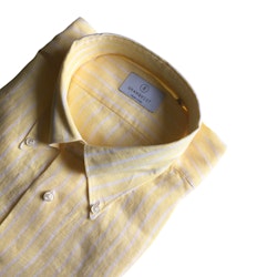 Pinstripe Linen Shirt - Button Down - Yellow/White