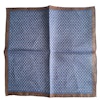 Small Floral Linen Pocket Square - Mid Navy Blue/Brown