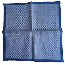 Small Floral Linen Pocket Square - Light Blue/Navy Blue