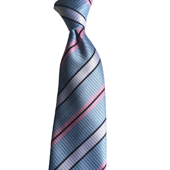 Regimental Rep Silk Tie - Light Blue/Pink