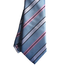 Regimental Rep Silk Tie - Light Blue/Pink