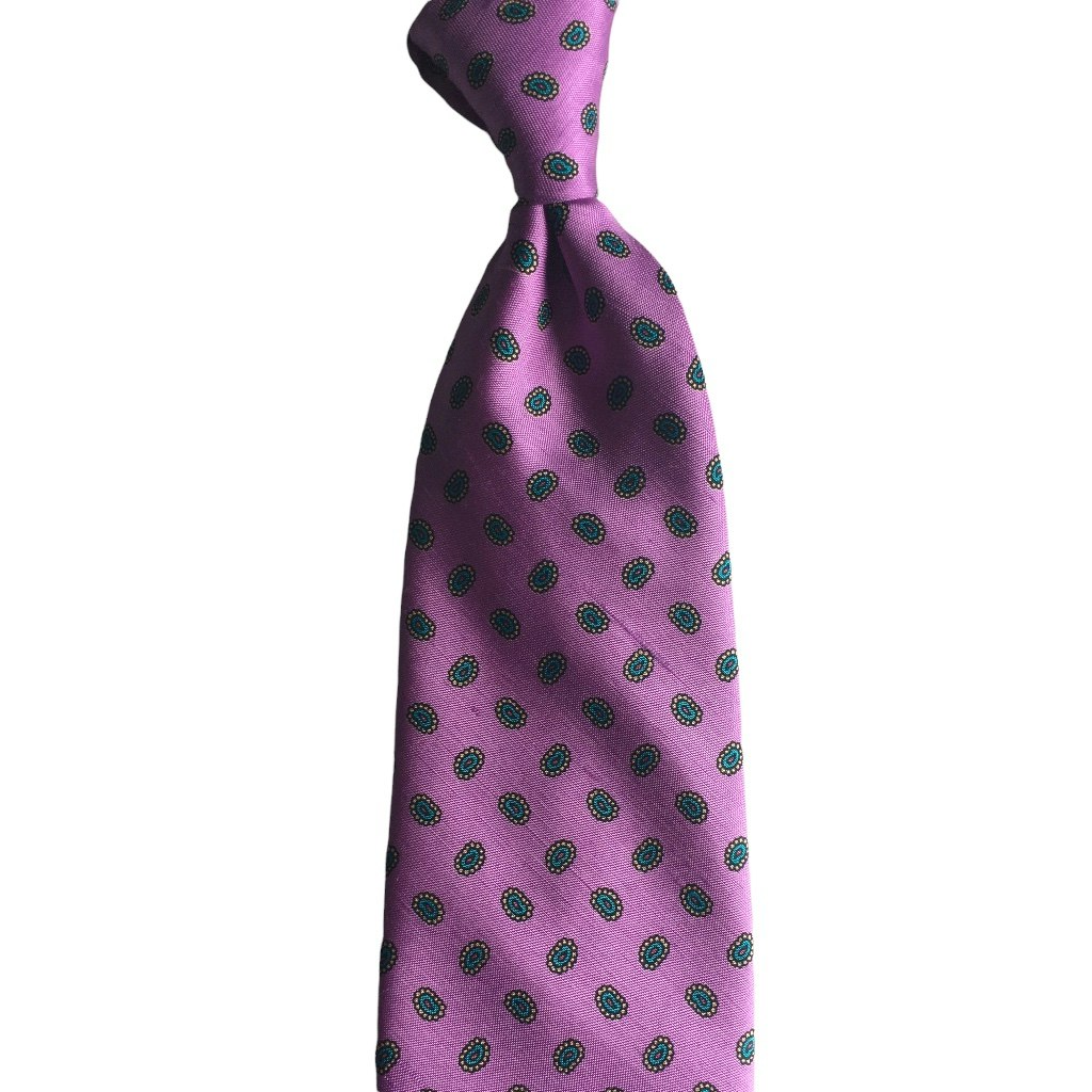 Paisley Shantung Silk Tie - Purple/Green